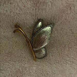 Silver and Gold Butterfly Brooch